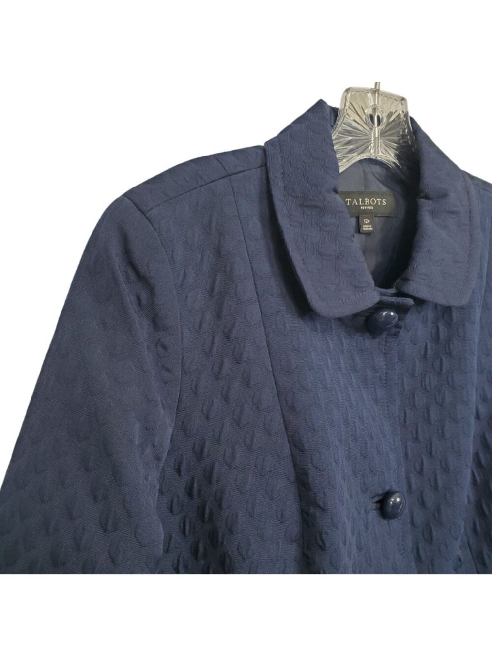 Talbots 12 Petite 12P Jacket Coat Chunky Button Textured Preppy Peter Pan - Picture 6 of 10